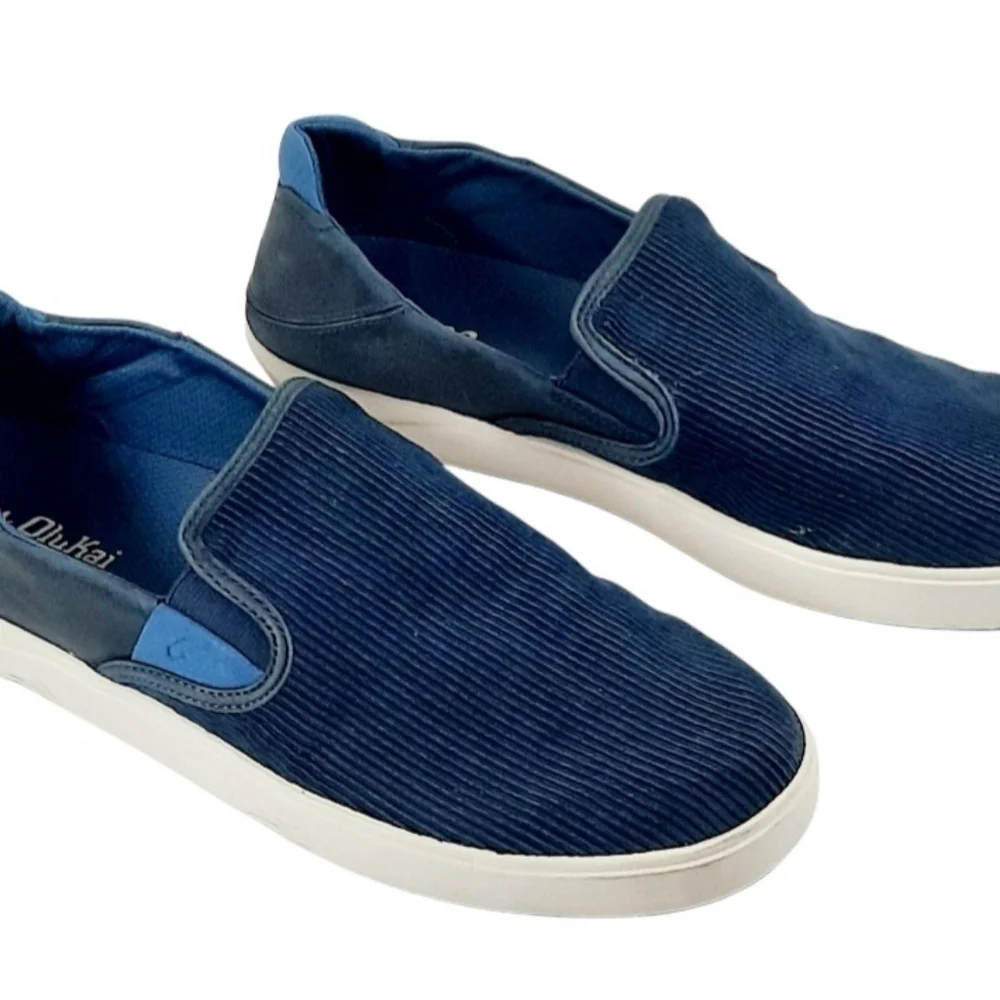 Olukai Men’s LAE’AHI KAPA Corduroy Slip On Shoes Blue Suede US 14